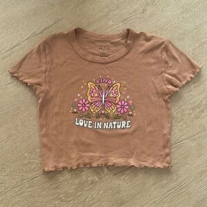 Pac Sun Cropped Baby Tee with Butterfly Design